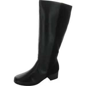Womens Zipper Leather Mid-Calf Boots