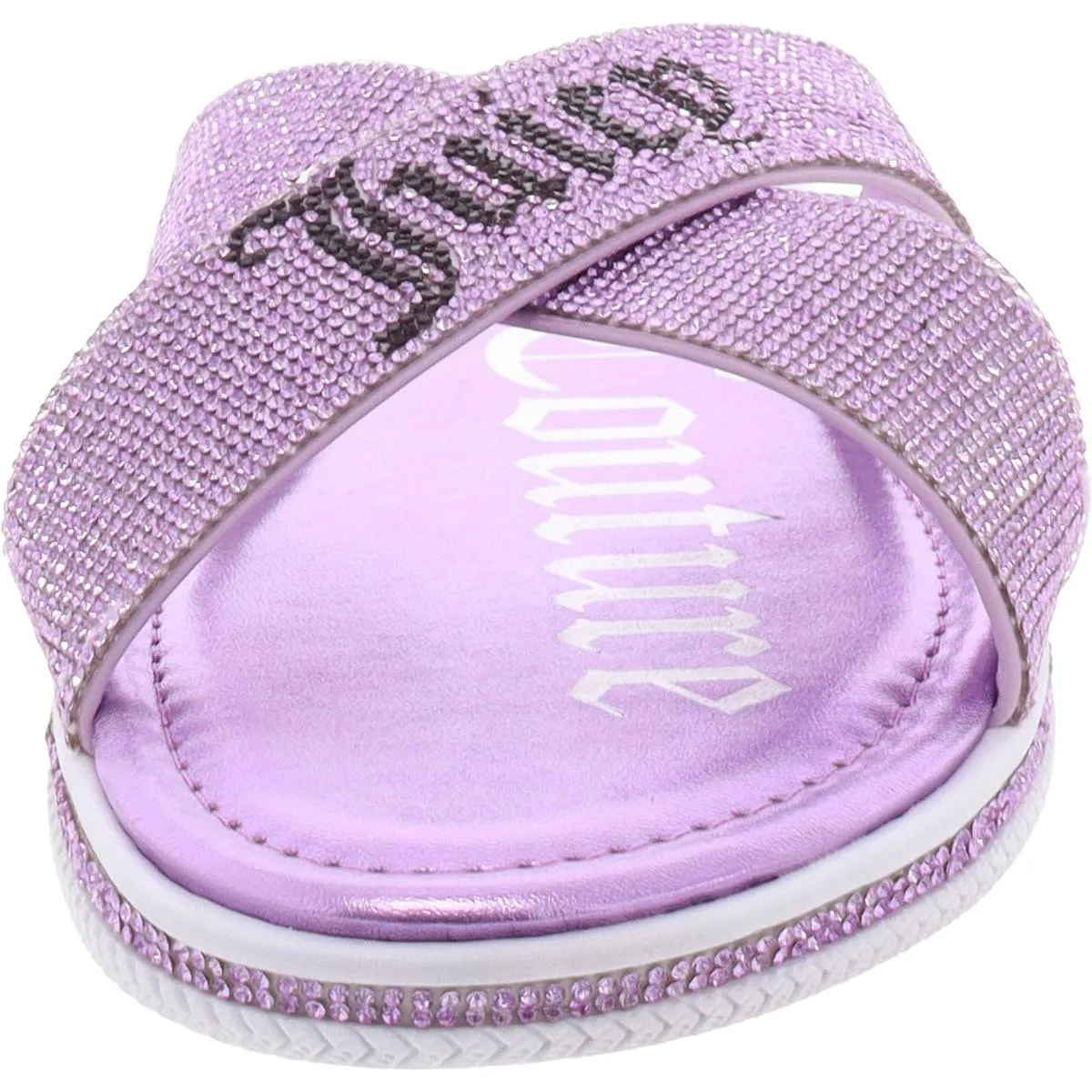 Yorri Womens Rhinestone Metallic Slide Sandals