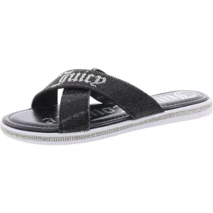 Yorri Womens Rhinestone Metallic Slide Sandals