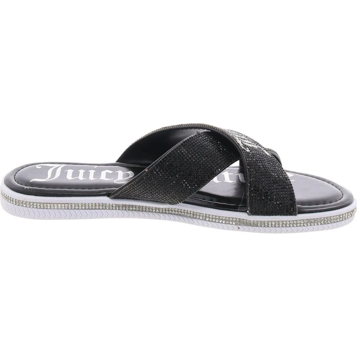 Yorri Womens Rhinestone Metallic Slide Sandals