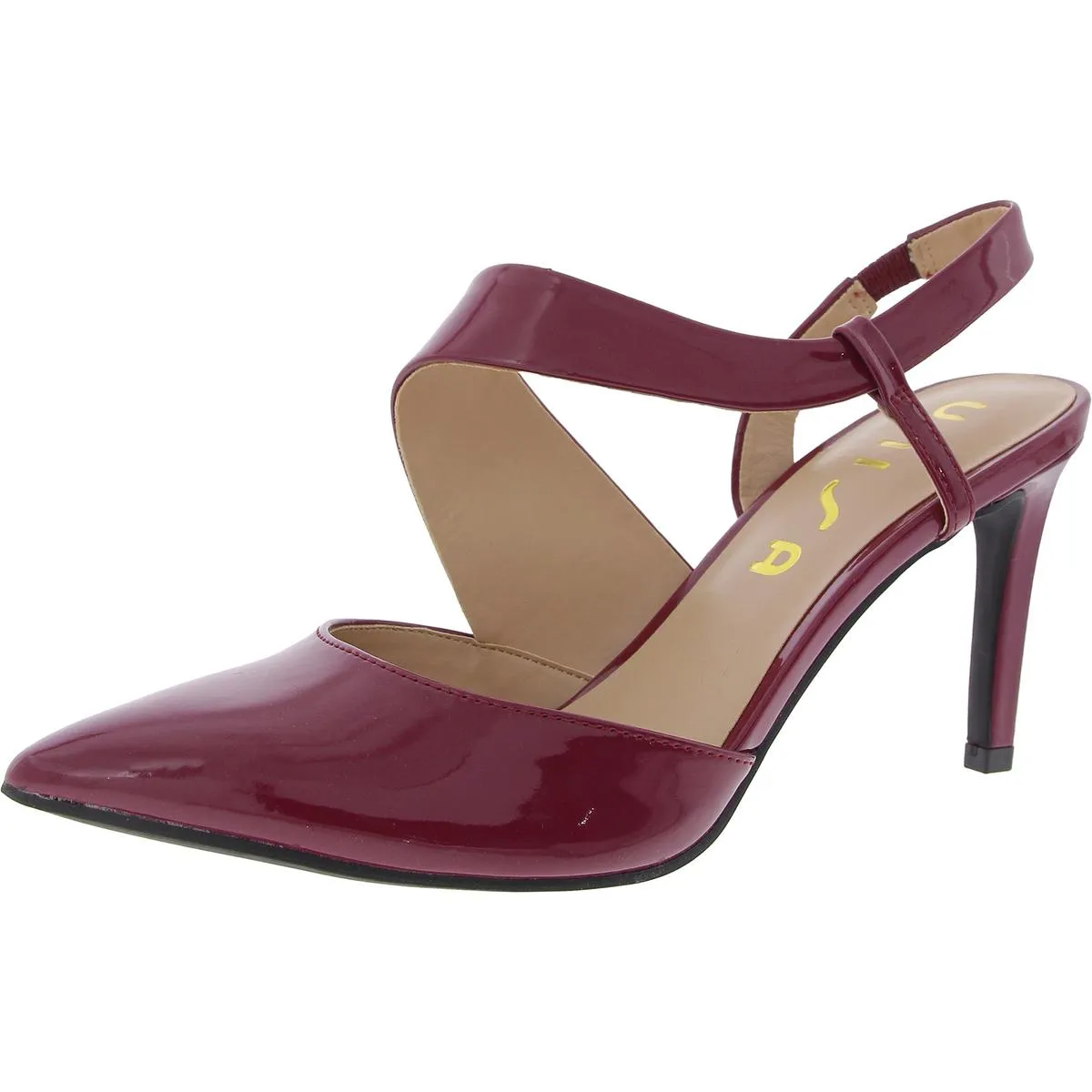 YVONNA Womens Patent Leather Slip On Heels